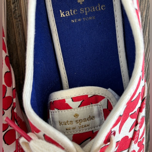 Keds KATE SPADE New York Canvas Lace-Up Sneakers Womens 8.5 White Red Butterfly - Picture 9 of 13